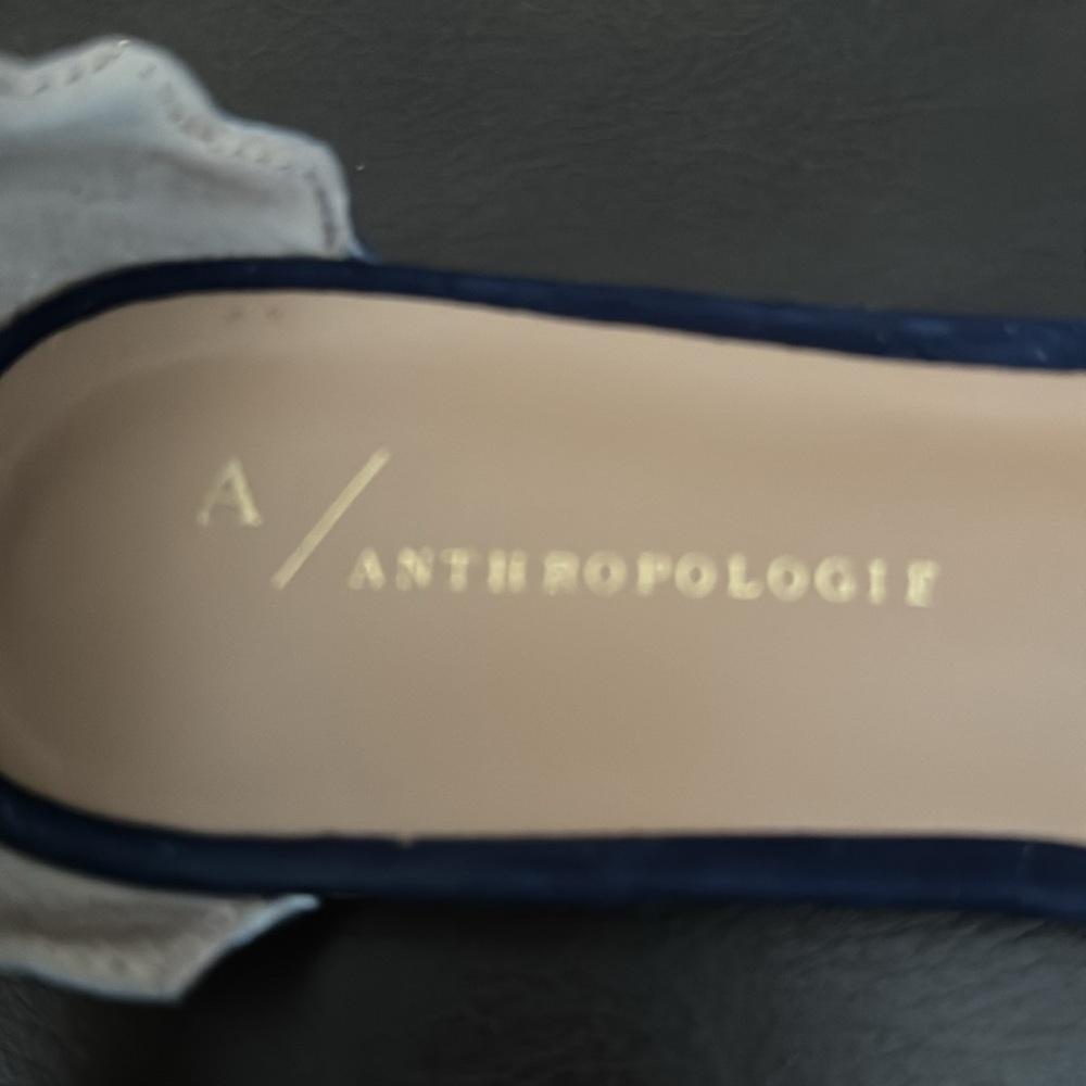 Anthropologie Navy Suede Scalloped Flats - Picture 4 of 6